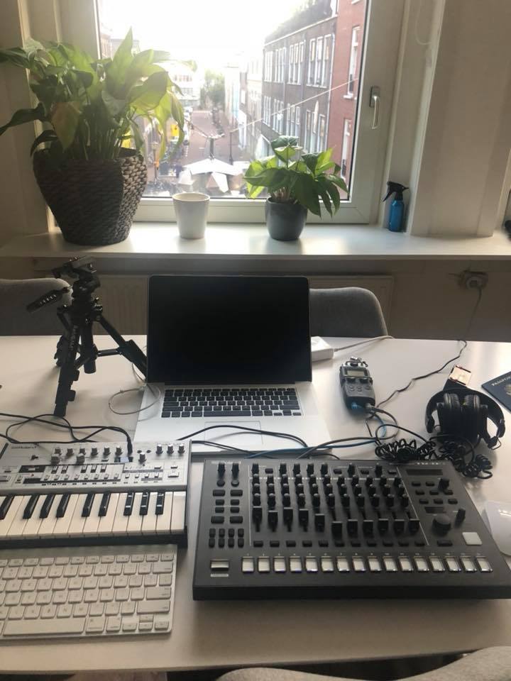 My setup at the Air bnb I rented in Amsterdam